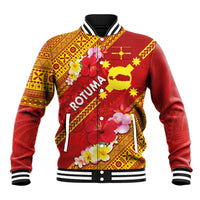 Rotuma Island Baseball Jacket Fijian Tapa with Polynesian Art and Hibiscus LT03 Unisex Red - Polynesian Pride