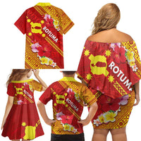 Rotuma Island Family Matching Off Shoulder Short Dress and Hawaiian Shirt Fijian Tapa with Polynesian Art and Hibiscus LT03 - Polynesian Pride