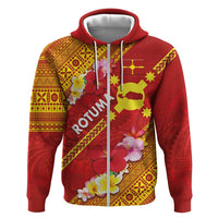 Rotuma Island Hoodie Fijian Tapa with Polynesian Art and Hibiscus