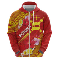 Rotuma Island Hoodie Fijian Tapa with Polynesian Art and Hibiscus