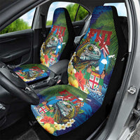 Fiji Iguana-Coat of Arms Car Seat Cover with Hibiscus and Plumeria Palm Tree Tapa Art LT03 - Polynesian Pride