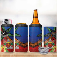 Personalised Fiji and Rotuma Together 4 in 1 Can Cooler Tumbler Fjian Masi and Pacific Pattern Mix Culture LT03 - Polynesian Pride
