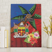 Personalised Fiji and Rotuma Together Canvas Wall Art Fjian Masi and Pacific Pattern Mix Culture LT03 Without Frame Red - Polynesian Pride