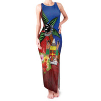 Personalised Fiji and Rotuma Together Family Matching Tank Maxi Dress and Hawaiian Shirt Fjian Masi and Pacific Pattern Mix Culture LT03 Mom's Dress Red - Polynesian Pride