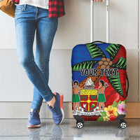 Personalised Fiji and Rotuma Together Luggage Cover Fjian Masi and Pacific Pattern Mix Culture