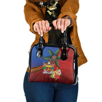 Personalised Fiji and Rotuma Together Shoulder Handbag Fjian Masi and Pacific Pattern Mix Culture