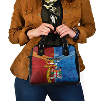 Personalised Fiji and Rotuma Together Shoulder Handbag Tapa and Pacific Art Pattern with Cultural Emblems Half Style