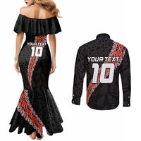 Custom New Zealand Rugby Couples Matching Mermaid Dress and Long Sleeve Button Shirt Maori and Silver Fern Half Style LT03 - Polynesian Pride