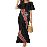 Custom New Zealand Rugby Family Matching Mermaid Dress and Hawaiian Shirt Maori and Silver Fern Half Style LT03 Mom's Dress Black - Polynesian Pride