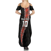 Custom New Zealand Rugby Summer Maxi Dress Maori and Silver Fern Half Style LT03 - Polynesian Pride