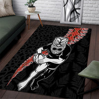 New Zealand Maori Warrior Rugby Area Rug Maori and Silver Fern Half Style