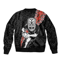 New Zealand Maori Warrior Rugby Bomber Jacket Maori and Silver Fern Half Style