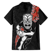 New Zealand Maori Warrior Rugby Hawaiian Shirt Maori and Silver Fern Half Style LT03 - Polynesian Pride