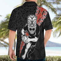 New Zealand Maori Warrior Rugby Hawaiian Shirt Maori and Silver Fern Half Style LT03 - Polynesian Pride