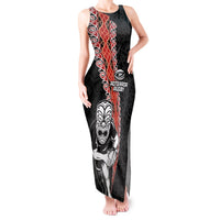 New Zealand Maori Warrior Rugby Tank Maxi Dress Maori and Silver Fern Half Style LT03 Women Black - Polynesian Pride