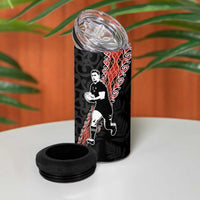 New Zealand Maori Rugby Player 4 in 1 Can Cooler Tumbler Maori and Silver Fern Half Style LT03 - Polynesian Pride