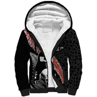 New Zealand Maori Rugby Player Sherpa Hoodie Maori and Silver Fern Half Style LT03 Unisex Black - Polynesian Pride
