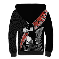 New Zealand Maori Rugby Player Sherpa Hoodie Maori and Silver Fern Half Style LT03 - Polynesian Pride