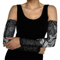 Hawaiian Monk Seal and Whale Arm Sleeves Kakau Tribal Pattern Grayscale