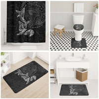 Hawaiian Monk Seal and Whale Bathroom Set Kakau Tribal Pattern Grayscale