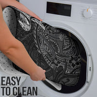 Hawaiian Monk Seal and Whale Bathroom Set Kakau Tribal Pattern Grayscale