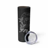Hawaiian Monk Seal and Whale Skinny Tumbler Kakau Tribal Pattern Grayscale