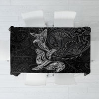 Hawaiian Monk Seal and Whale Tablecloth Kakau Tribal Pattern Grayscale