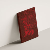 Hawaiian Monk Seal and Whale Canvas Wall Art Kakau Tribal Pattern Red Color