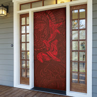 Hawaiian Monk Seal and Whale Door Cover Kakau Tribal Pattern Red Color