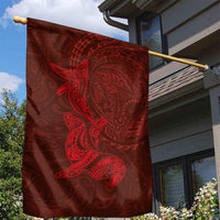 Hawaiian Monk Seal and Whale Garden Flag Kakau Tribal Pattern Red Color