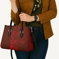 Hawaiian Monk Seal and Whale Leather Bag Kakau Tribal Pattern Red Color