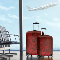 Hawaiian Monk Seal and Whale Luggage Cover Kakau Tribal Pattern Red Color