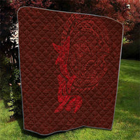 Hawaiian Monk Seal and Whale Quilt Kakau Tribal Pattern Red Color