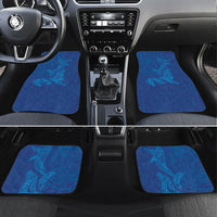 Hawaiian Monk Seal and Whale Car Mats Kakau Tribal Pattern Blue Color
