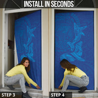 Hawaiian Monk Seal and Whale Door Cover Kakau Tribal Pattern Blue Color