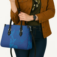 Hawaiian Monk Seal and Whale Leather Bag Kakau Tribal Pattern Blue Color