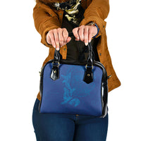 Hawaiian Monk Seal and Whale Shoulder Handbag Kakau Tribal Pattern Blue Color