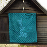 Hawaiian Monk Seal and Whale Quilt Kakau Tribal Pattern Teal Color