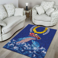 Hawaiian Sea Animals Area Rug Whales Shark and Turtle Guardians with Tribal Pattern