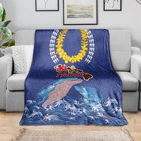 Hawaiian Sea Animals Blanket Whales Shark and Turtle Guardians with Tribal Pattern