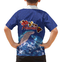 Hawaiian Sea Animals Family Matching Long Sleeve Bodycon Dress and Hawaiian Shirt Whales Shark and Turtle Guardians with Tribal Pattern LT03 - Polynesian Pride