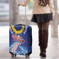Hawaiian Sea Animals Luggage Cover Whales Shark and Turtle Guardians with Tribal Pattern