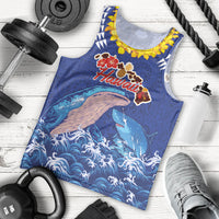 Hawaiian Sea Animals Men Tank Top Whales Shark and Turtle Guardians with Tribal Pattern