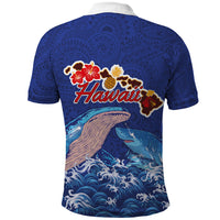 Hawaiian Sea Animals Polo Shirt Whales Shark and Turtle Guardians with Tribal Pattern