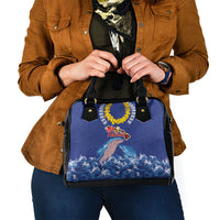 Hawaiian Sea Animals Shoulder Handbag Whales Shark and Turtle Guardians with Tribal Pattern