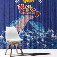 Hawaiian Sea Animals Window Curtain Whales Shark and Turtle Guardians with Tribal Pattern