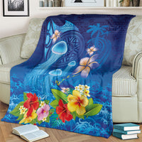 Fiji Jellyfish Blanket Tapa Patterns and Hibiscus Sea Vibe