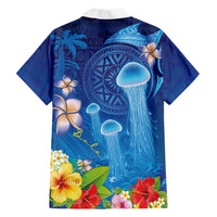 Fiji Jellyfish Family Matching Mermaid Dress and Hawaiian Shirt Tapa Patterns and Hibiscus Sea Vibe LT03 - Polynesian Pride