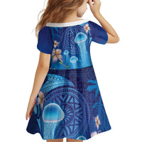 Fiji Jellyfish Family Matching Off Shoulder Maxi Dress and Hawaiian Shirt Tapa Patterns and Hibiscus Sea Vibe LT03 - Polynesian Pride