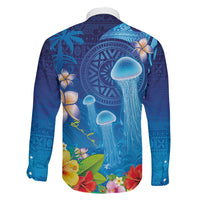 Fiji Jellyfish Family Matching Tank Maxi Dress and Hawaiian Shirt Tapa Patterns and Hibiscus Sea Vibe LT03 - Polynesian Pride